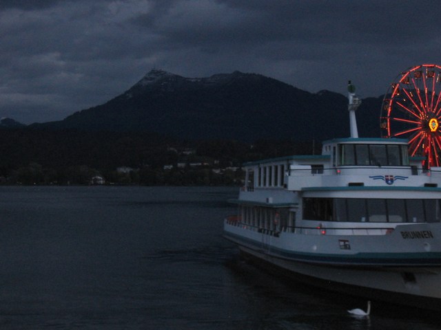 A boat at night