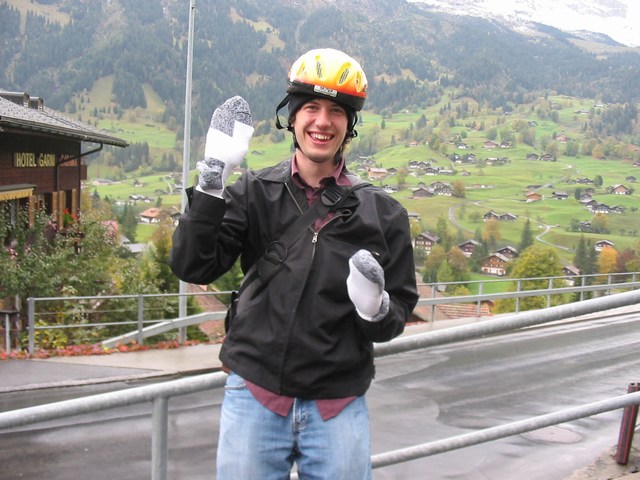 Switzerland: The infamous special person picture...come on though...I know I am a cheap skate like my mom but... it was my last day in the cold....would you buy a gloves and use them for one day?