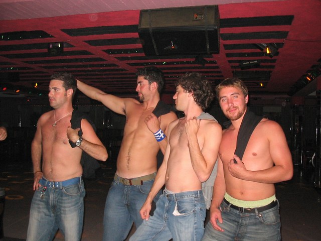 Greece: Men with the David pose