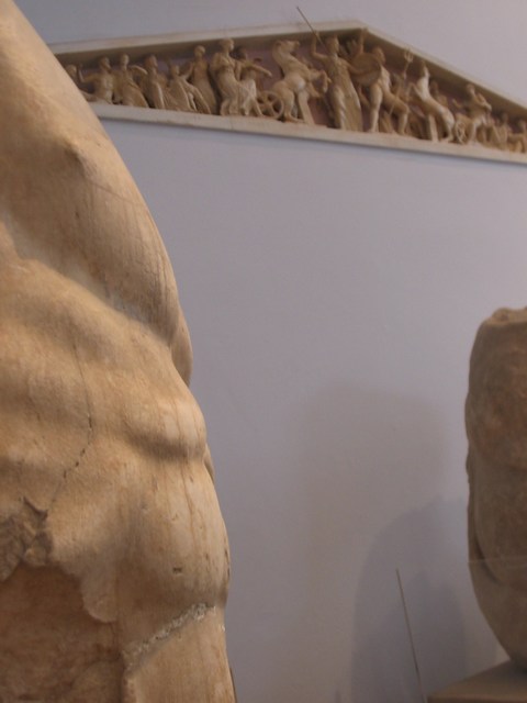 Greece: Zeus' chest remains and a minature of the top part of the parthenon