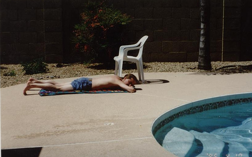 Dad tanning in his 80