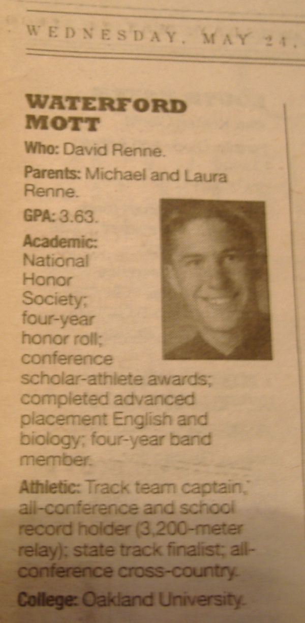 Me in the paper for that award.