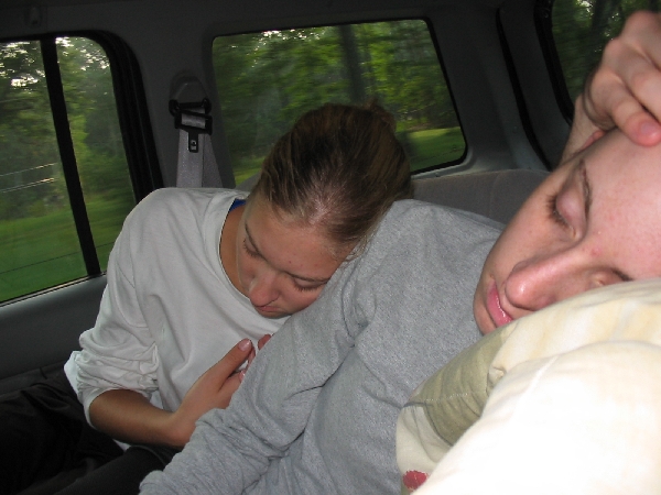The hot chicks sleeping in the car