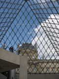 France: The center of the Louvre looking up through the pyramid