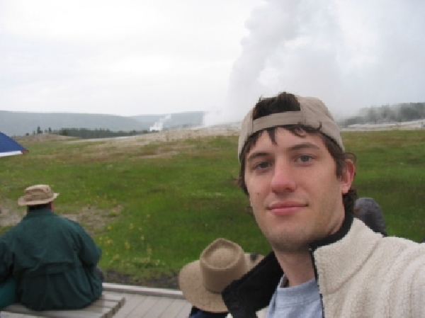 Me and My Dirt Ass Hair in Front of The Old Faithfull