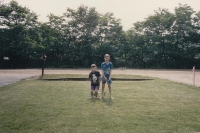 Dan and I with the sprinklers